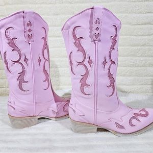 Baby pink and glitter cowboy boots
